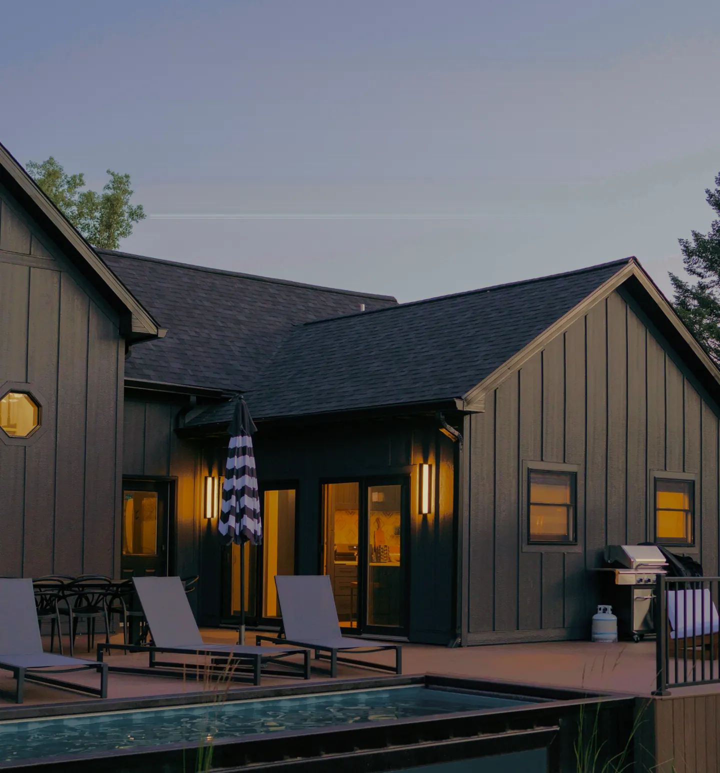 Holiday home at dusk
